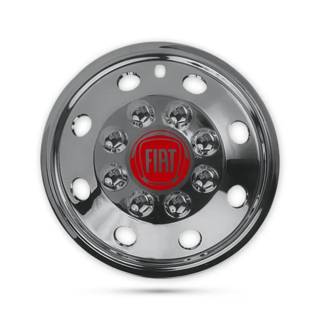 For Fiat Ducato Van 16” 4x Chrome Extra Deep Dish Wheel Trims Hub Caps Logo Red