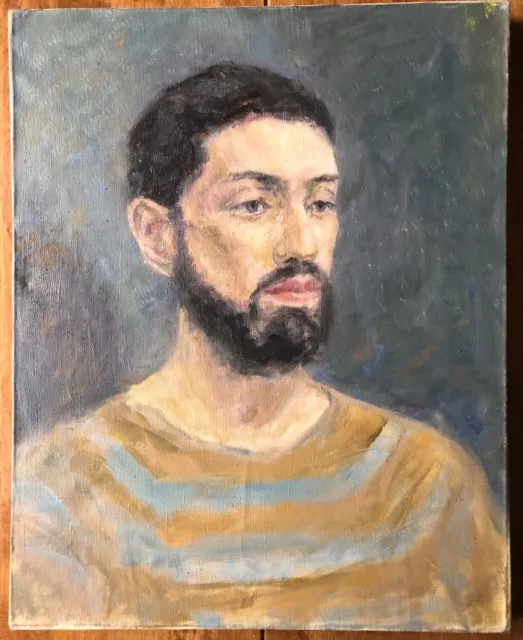 Original contemporary art oil painting young man portrait on canvas 40x50