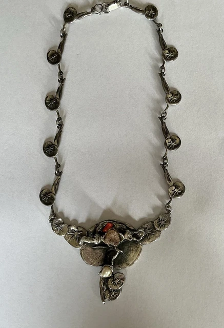 Porte-Coran Ancien Berbère Kabyle - Argent Massif 925, Turquoises Et Corail - Bijou Ethnique Occasion