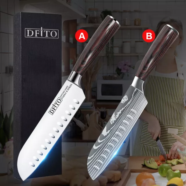Edelstahl Santokumesser Küchenmesser Santoku Messer Kochmesser Knife Damaskus