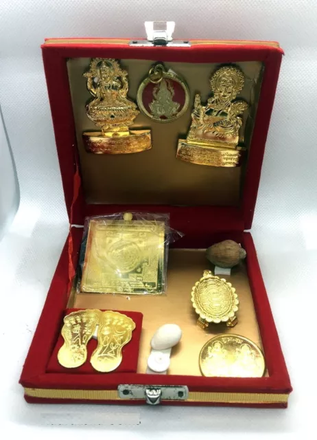 Wealth Charm Rare Box Set Laxmi Kuber Yantra Pendant Gomti Altar Wicca Talisman