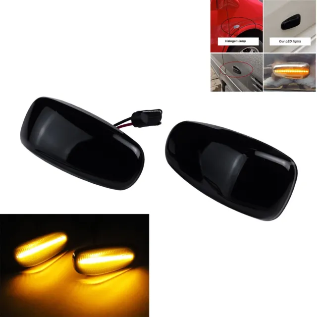 2x Black Lens Amber LED Side Marker Lights For Mercedes W163 W638 W210 W414 W670