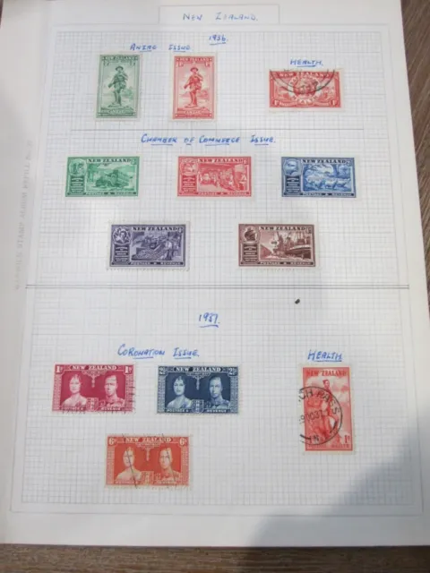 Early NZ stamps 1936 to 1937 includes ANZAC & some mint 12 in total CHEAP