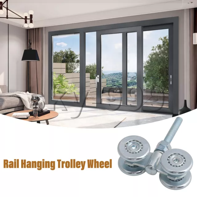 Steel Double Wheel Rail Hanging Trolley Barn Door Track Rollers H3-3 Pack of 2