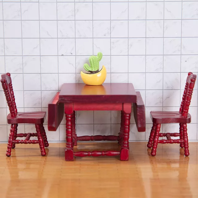 1:12th Scale Dolls House Miniature Folding Square Dining Table Chairs Furniture