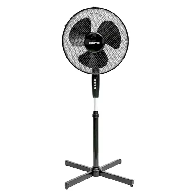 Floor Standing Pedestal Fan 16 Inch Oscillating Cooling Electric 3 Speed Black