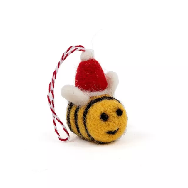 Festive Bee In A Christmas Hat Felt Decoration OXFAM New F1