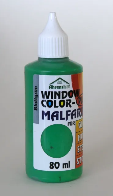 5x Ahrenshof Window Color Plus Fenstermalfarbe Blattgrün 80 ml