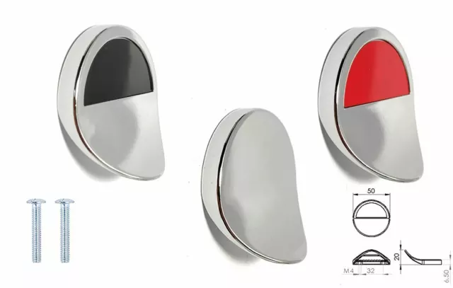 Round Polished Chrome Black Red Cabinet Drawer Cupboard Kitchen Knobs Handles