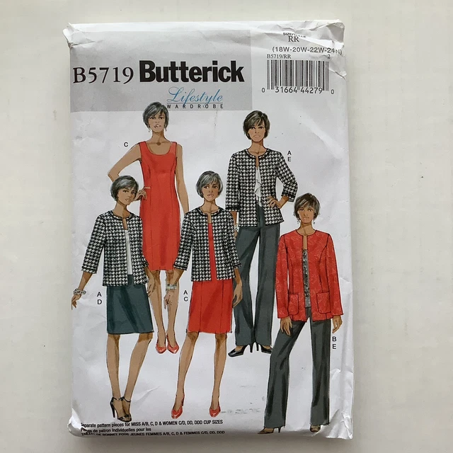 Butterick 5719 Sewing Pattern Dress Skirt Jacket Pants Misses Sizes 18-24 UNCUT