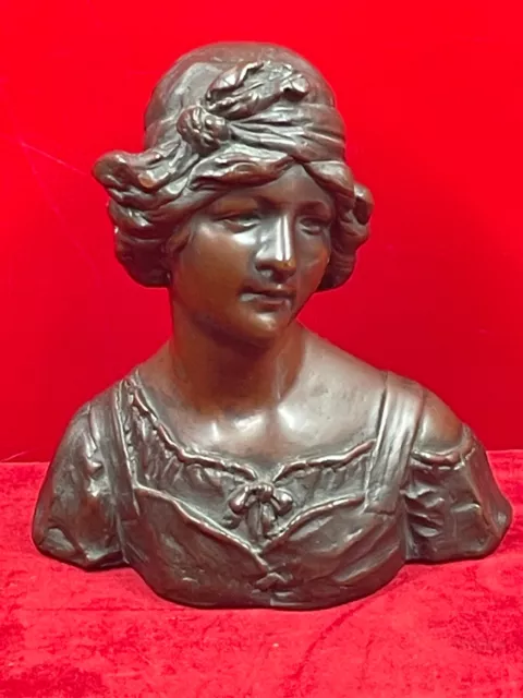 Buste De Jeune Femme époque 1900 Du Sculpteur Belge Gustave Van Vaerenbergh