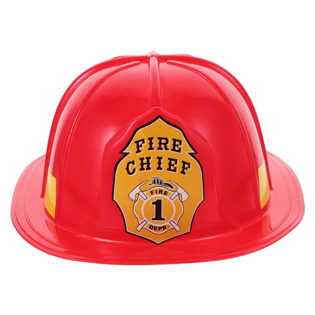 FIREMAN COSTUME HELMET Red Fire Chief Hat Halloween Dress Up £9.32 ...