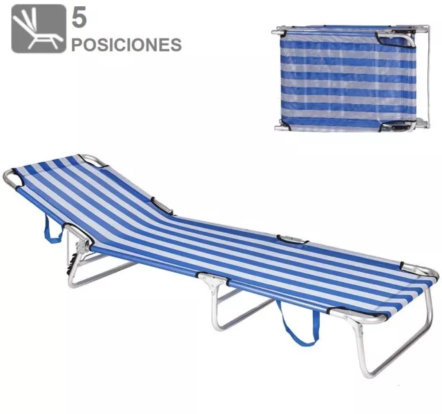 Tumbona hamaca Silla plegable Playa Piscina camping Reposa cabeza 5 posiciones