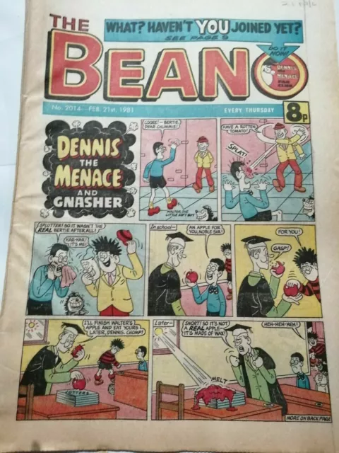 DC Thompson THE BEANO Comic. February 21st 1981 Issue 2014 **Free UK Postage**