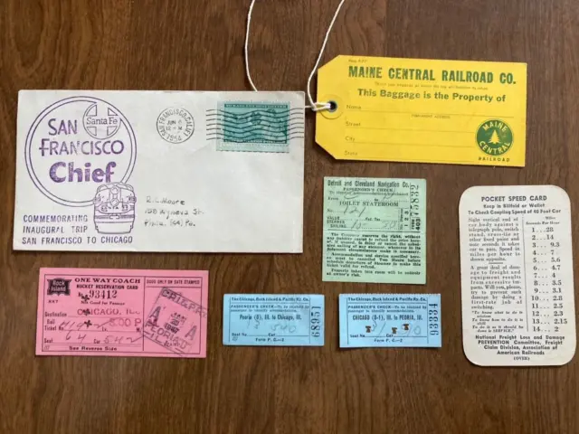 Vintage Misc. Lot of Railroad Items, 1940s and Later, Train Ephemera
