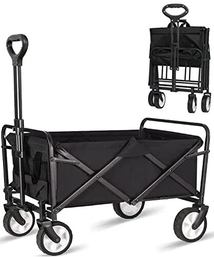 Beach Cart Large Capacity, Heavy Duty Folding Wagon Portable, Collapsible