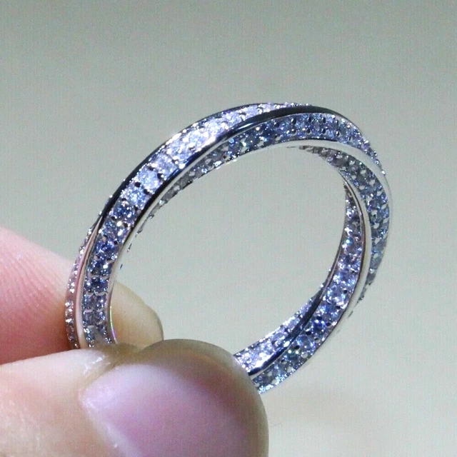 1Ct Round Moissanite Full Eternity Ladies Wedding Band Ring 14KWhite Gold Plated