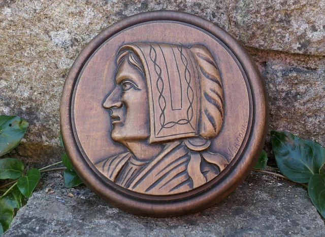 Ancienne Boîte En Bois Sculpté EMDÉ, Décor Rosier, 17,5 Cm, France