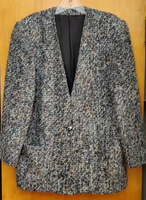 Michelle Stuart Multicolored Boucle One Button Blazer Jacket 8 EUC