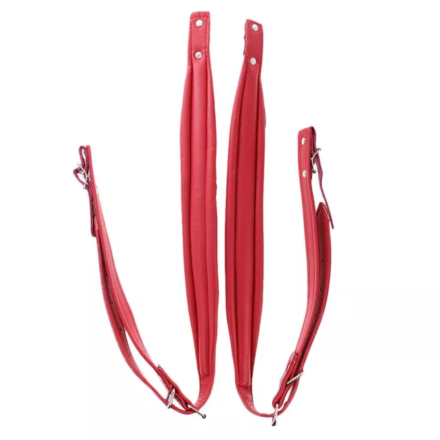 Adjustable Leather Accordion Shoulder Straps Wear-resistant For 16-120 Bass Red