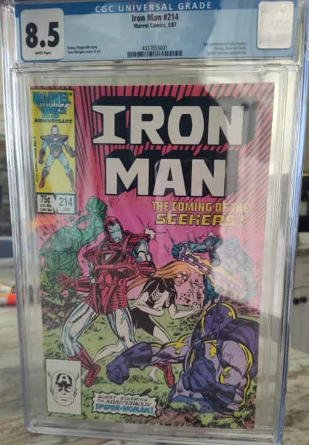 Iron Man #214 CGC 8.5 White Pages 1987 Comic Book 1st App. of the Seekers