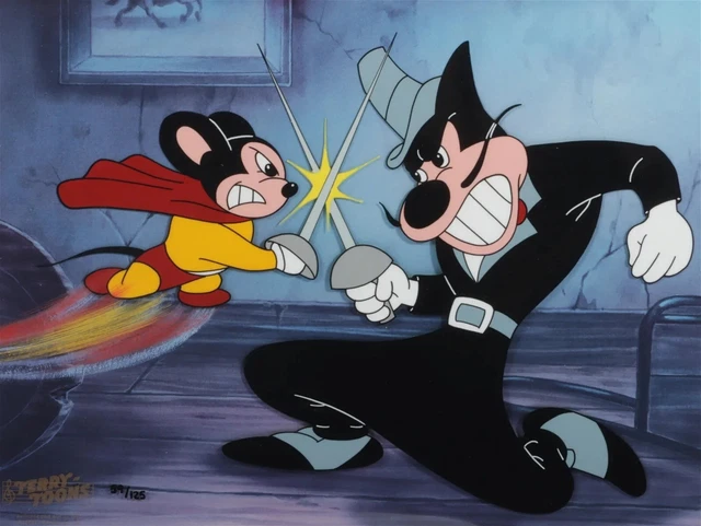 Mighty Mouse Terrytoons Rare Framed Hand Painted Limited Edition Animation Cel !