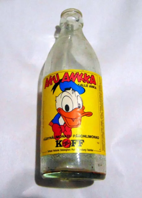 Disney Donald Duck Aku Ankka Finland Soda Pop Bottle Sinebrychoff