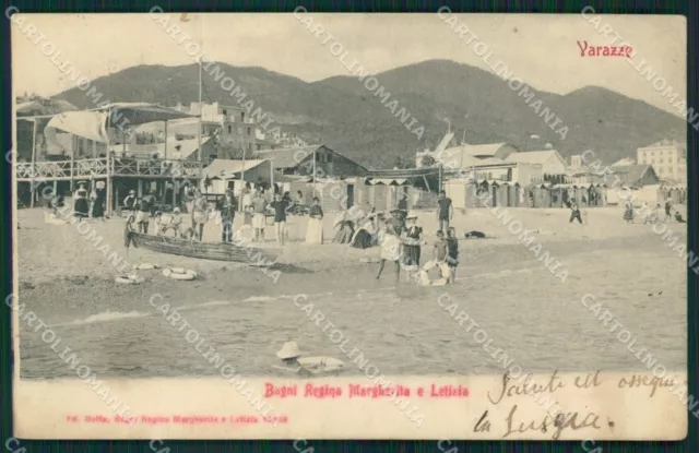 Savona Varazze Bagni Regina Margherita TRACCE UMIDO cartolina MT1948