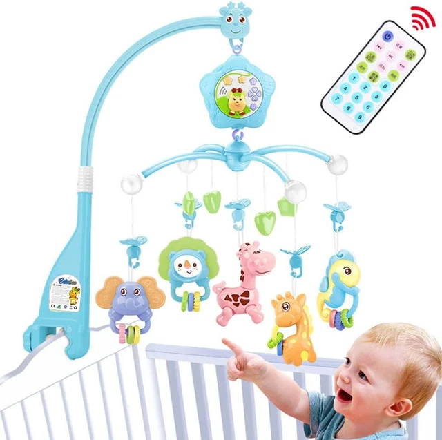 Caterbee Baby Mobile Crib with Music and Lights, Remote, Lamp, Projector Pack an