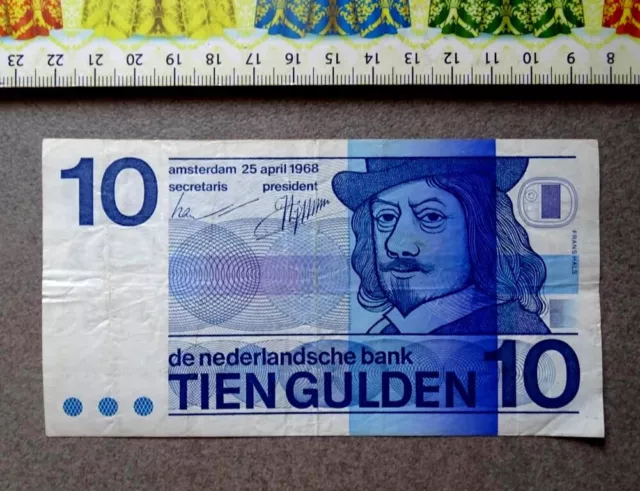 (GB4), Banknote, 10 Gulden, Netherlands , Year : 1968 .