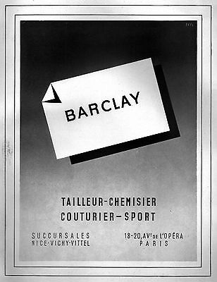PUBLICITÉ 1919 BARCLAY GILET POIL DE CHAMEAU POUR TOUS SPORTS ADVERTISING 