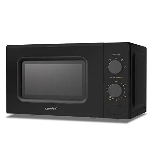 COMFEE' 700W 20L Black Microwave Oven With 5 Cooking Power Levels, Quick Defrost