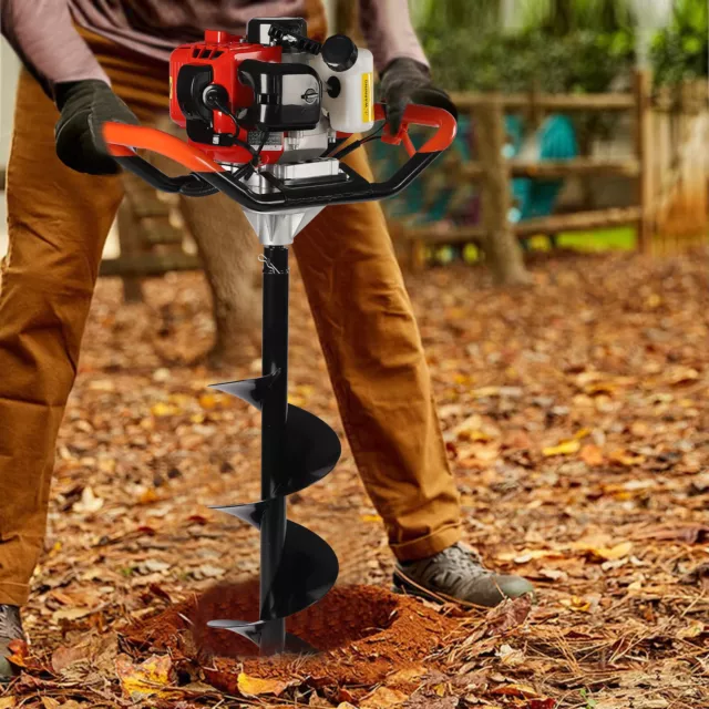 2stroke Gas Powered Earth Auger Post Hole Digger Borer Fence Ground 52cc +3 Bits