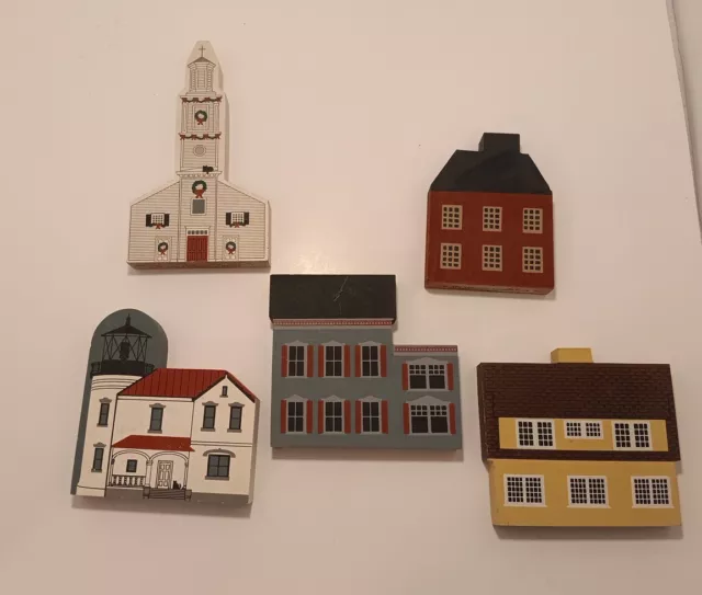 The Cats Meow Village Lot Of 5 Houses. Signed Faline ‘88-90