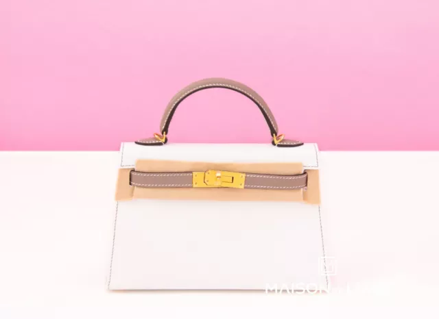 Hermes Blanc White Picnic Mini Kelly Handbag - MAISON de LUXE