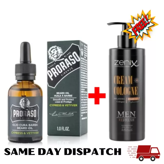 Proraso Beard Oil Cypress & Vetyver 30ml + Zenix Beard Blam Beard Growth Kit