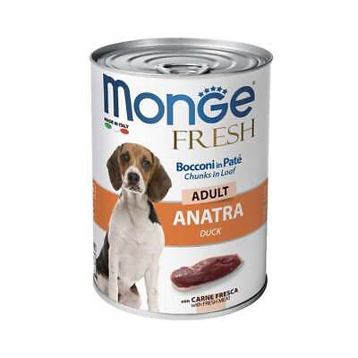 Monge fresh cane adult anatra 400 gr scatolette umido per cani bocconi in pate