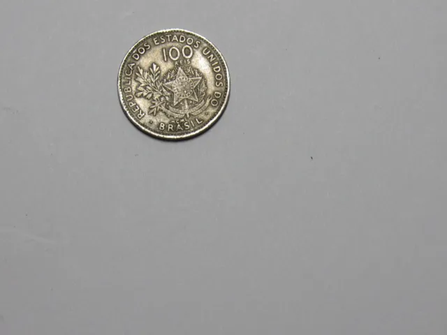 Old Brazil Coin - 1901 100 Reis - Circulated, spots, scratches