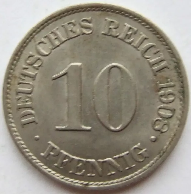 Moneta Reich Tedesco Impero Tedesco 10 Pfennig 1908 A IN Uncirculated