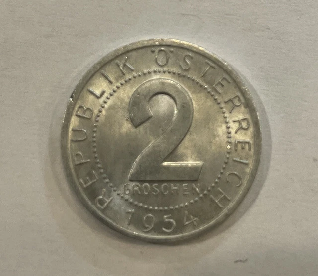 1954 Austria 2 Groschen - (AU) KM#2876 - Aluminum World Coin - Eagle - AT2G54