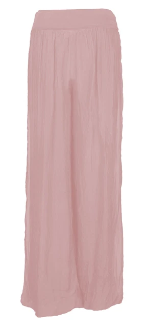 Silk Palazzo Trousers Italian Lagenlook Bubble Hem Jersey Waistband Ladies