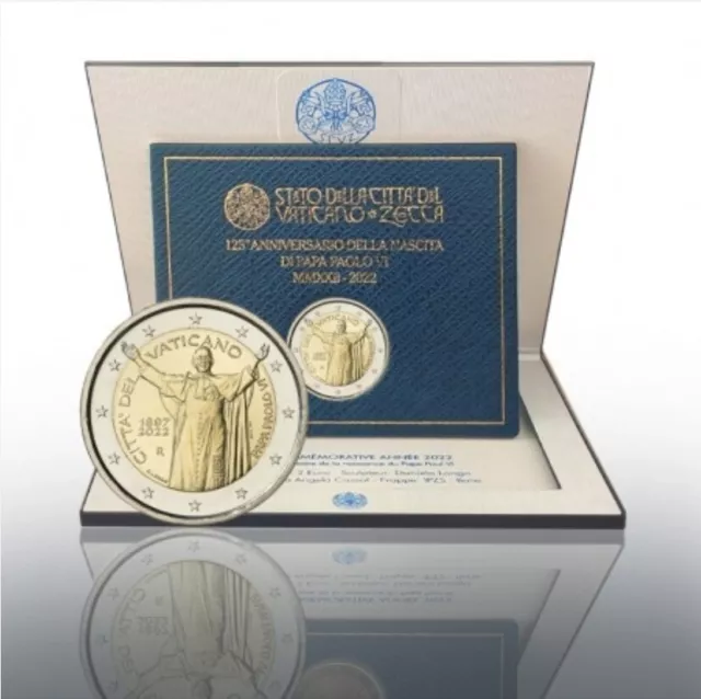 Coffret 2 Euros Commémorative Vatican 2022 BU Pape Paul VI