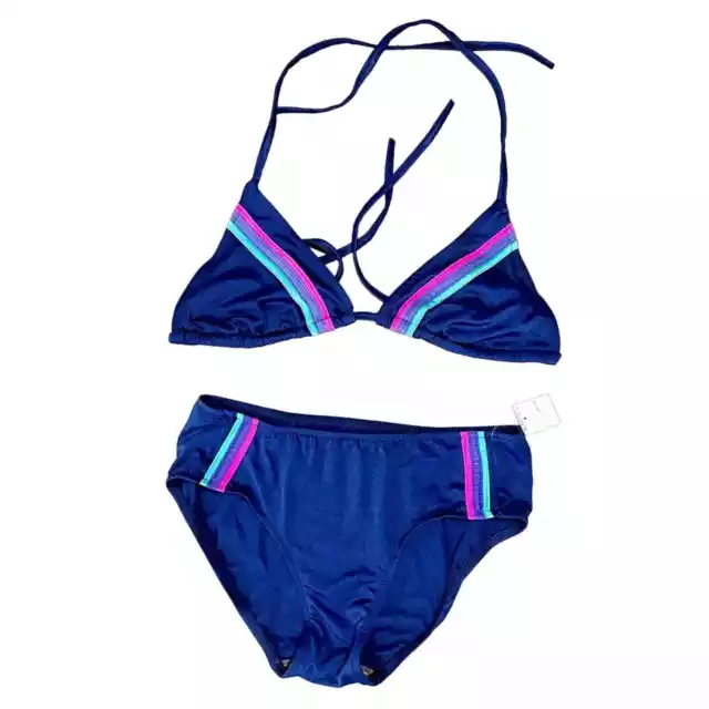 NWT 70s JCPenney bikini size 12 medium 2pc blue purple pink green