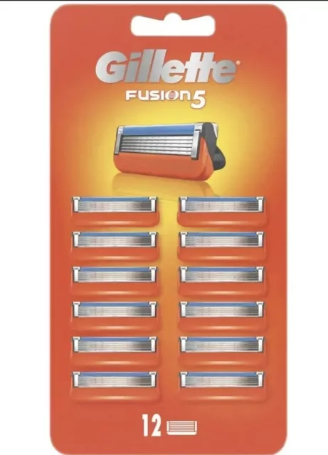 Paquete De 5 12 Cuchillas Gillette Fusion Nuevo Sellado 100% Genuino