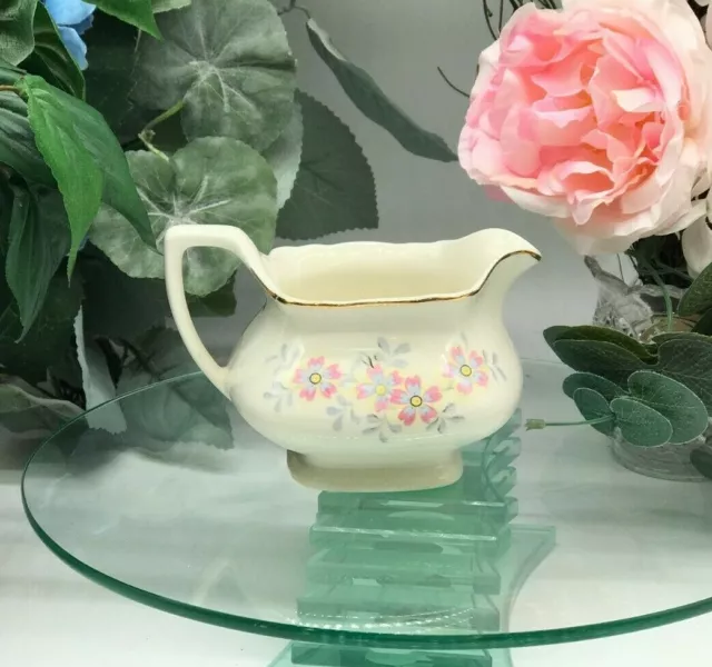 WS George Lido Pink/Blue Flowers Grey Leaves Creamer 198A