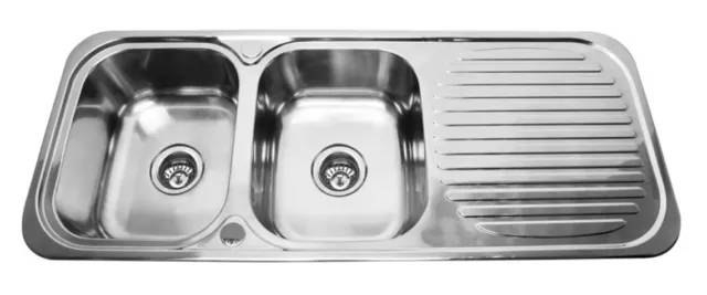 Brand New- Double Bowl Kitchen Sink- STAINLESS STEEL (1180x480x170mm)-RH Drainer