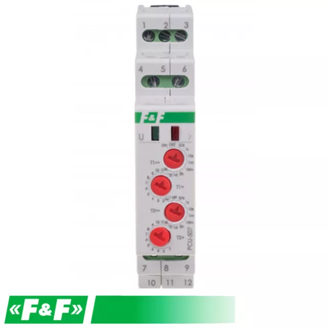 Zeitrelais zyklische Arbeit PCU-507-24V 24 V AC/DC mit zwei Zeitangaben F&F