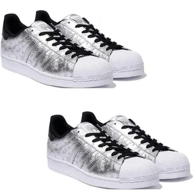 Scarpe da ginnastica Adidas Originals uomo donna superstar argento scarpe casual UK 9