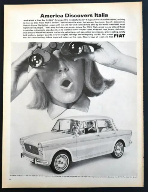 Vintage Original 1965 Fiat 1100D Sedan Magazine Print Ad