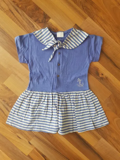 Shirtkleid Jerseykleid blau m.Streifen Gr. 86 kurzarm Kleid Matrosen-Lock Top